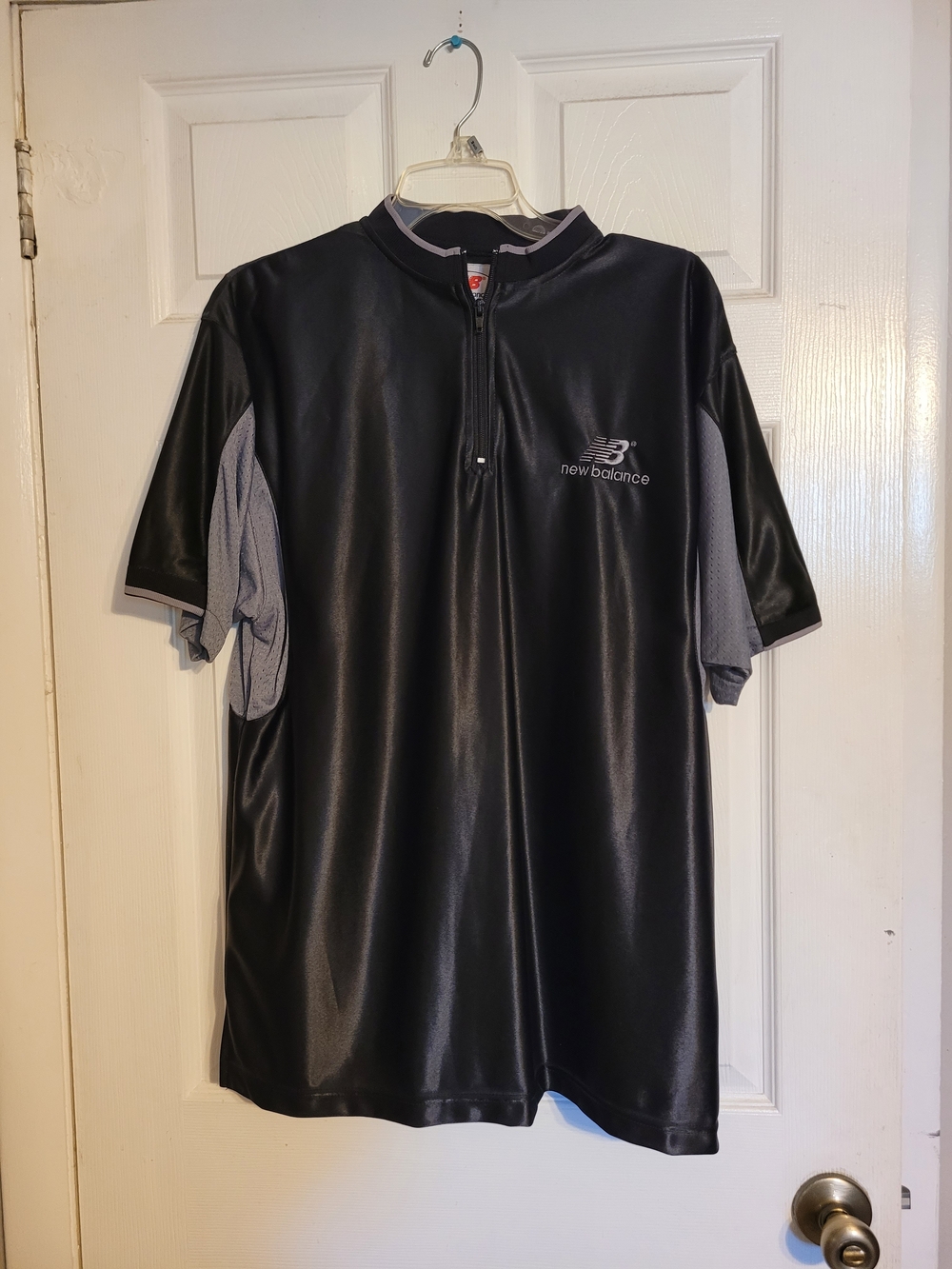 Vintage 1990's New Balance Men's Black Performance Short-Sleeve Quarter Zip